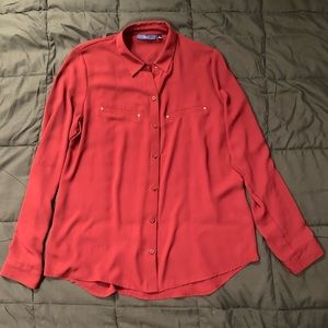 Maroon Silky Button Down
